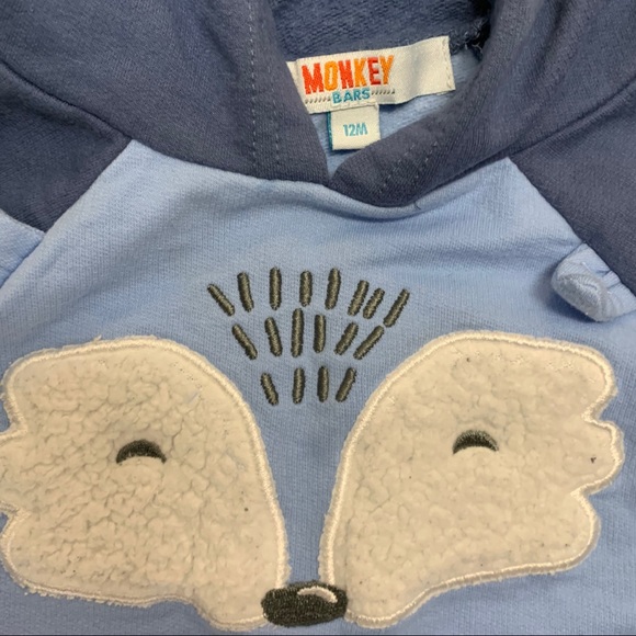 5/$25 Monkey Bars Plush Fox Hoodie Sweatshirt Baby 12 Month - Picture 2 of 4